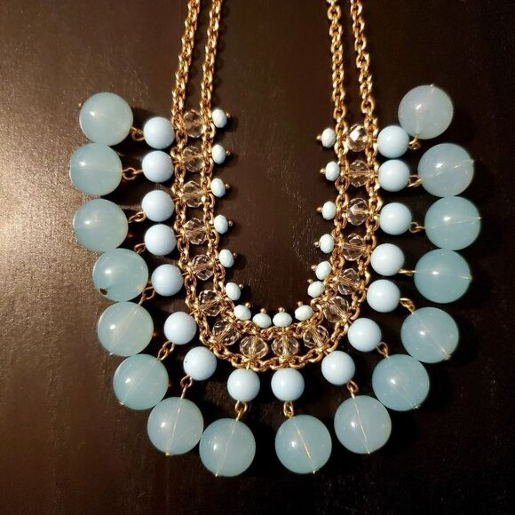 Blue bobble necklace, gold chain - Picture 2 of 7